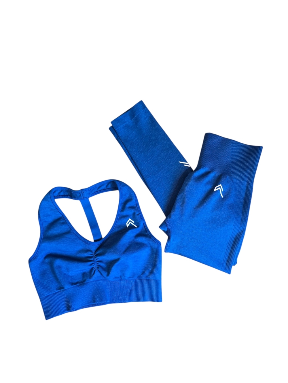 Oner Active Blue Seamless Leggings & Sports Bra Set XS Gym Workout Matching Set
